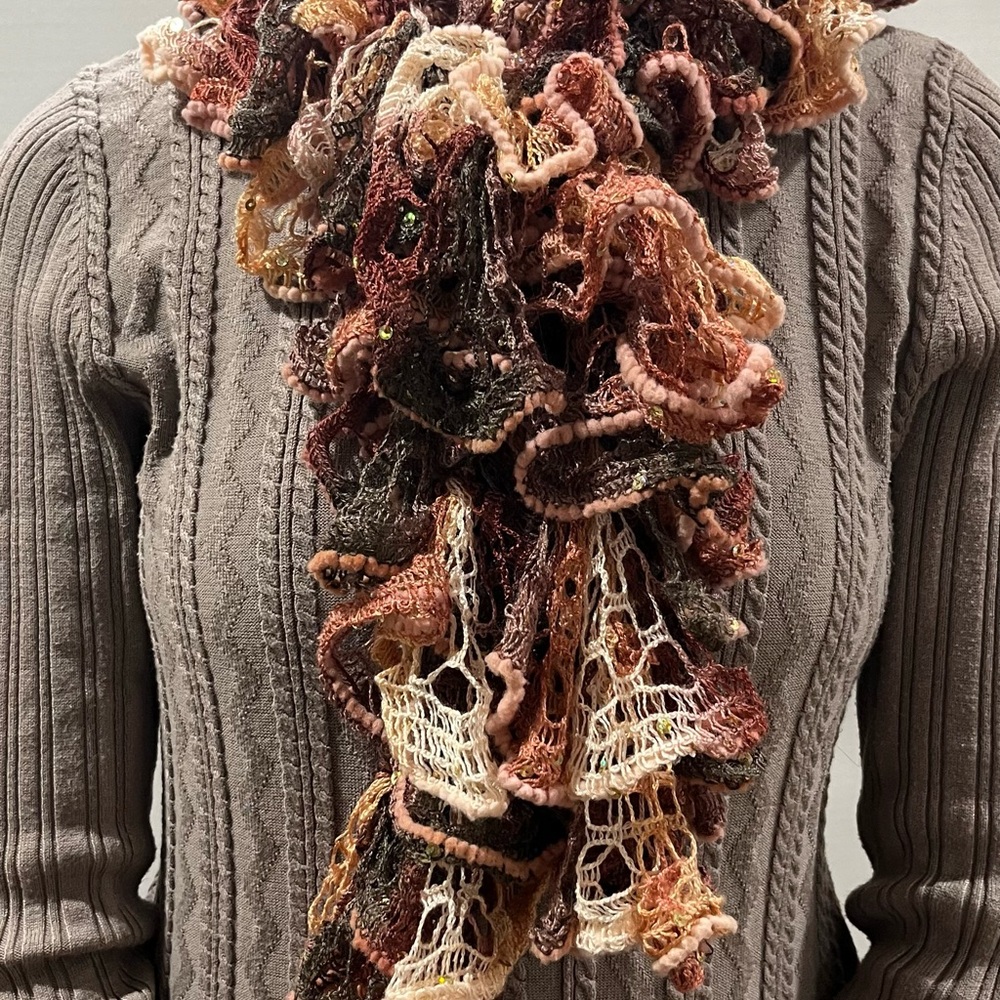 Multicolor Ruffled Knit Scarf